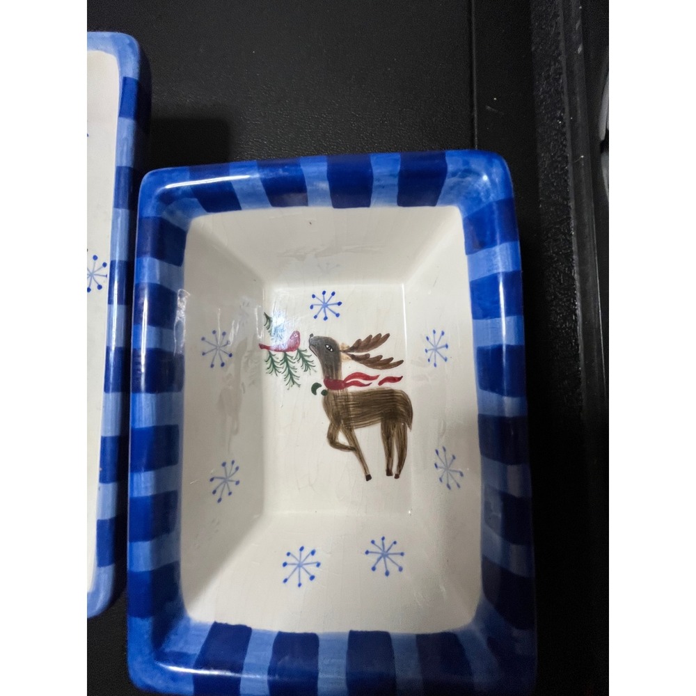 Royal Seasons Stoneware Reindeer Snowflake Christmas Serving Dish Bowl Set 2pc - Picture 9 of 9